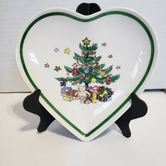 Nikko Christmas Heart Shaped Candy Dish Ceramic Tableware 6.5 inches - Picture 8 of 8